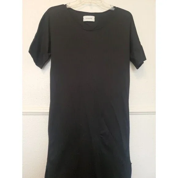 Lemaire Straight Slip Dress Black Designer Cotton Womens Size Medium - Picture 2 of 16